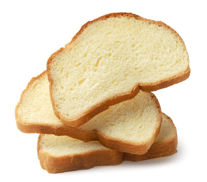 Sliced bread falling on a white background. Isolated