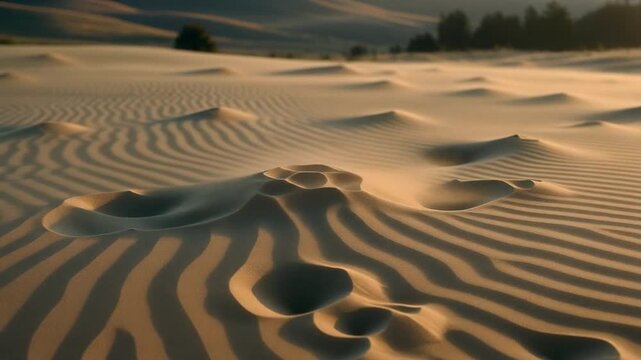 aerial sand dunes flow with smooth natural patterns in desert
