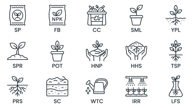 Plant and agriculture line icon set contains editable stroke.