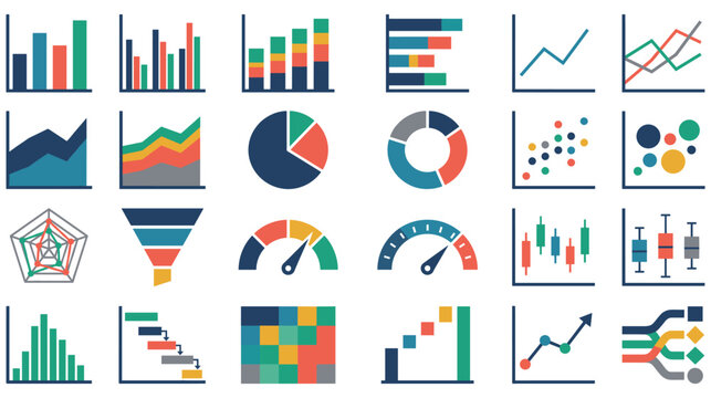 Collection of data charts and graphs for business analysis.