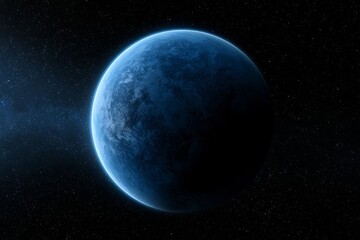 Obraz premium Massive blue exoplanet floating in deep space