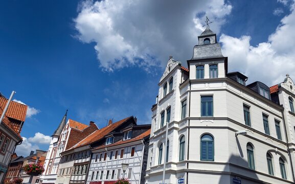 Scenes and buildings at the historic old town of Alfeld Germany.