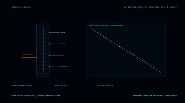 Crude Oil Distillation Process Interface with Temperature Profile Visualization