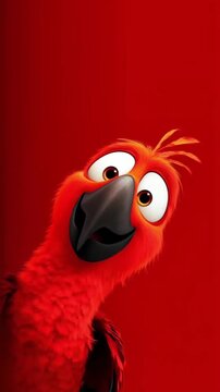close up of a red and white parrot