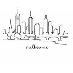 Obraz premium Melbourne minimalist skyline continuous line art on white background