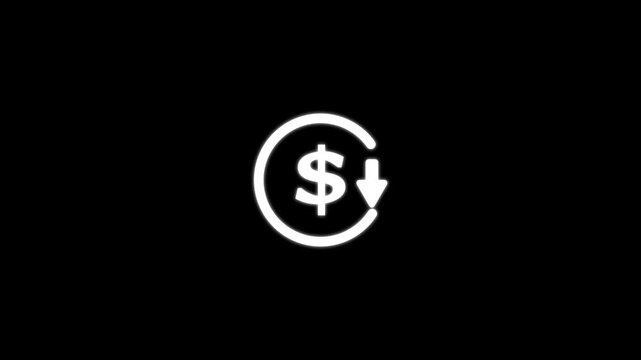 Neon dollar symbol glowing blue on dark background modern currency icon USD sign minimal digital finance concept futuristic money symbol clean circle design