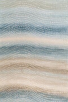 Soft wavy watercolor dotted pattern in muted blue and beige for calming background wallpaper and fabric design