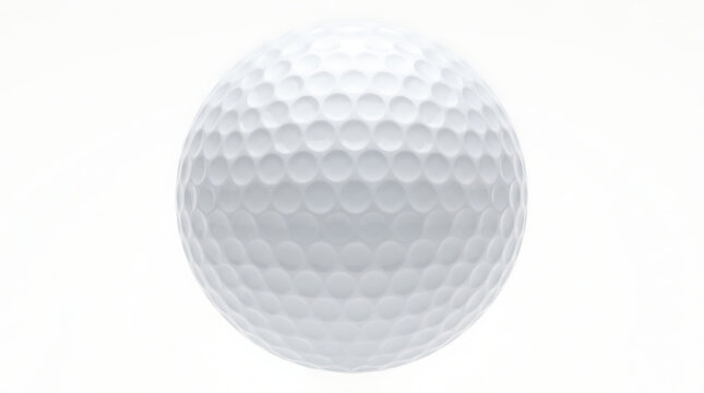 Classic White Dimpled Golf Ball Isolated on a Plain White Background Clean Studio Shot of Professional Sports Equipment for Golfing and Athletics