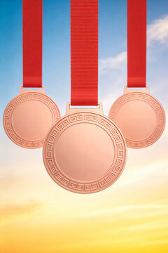Gold Silver Bronze Medals Event Honor Illustration