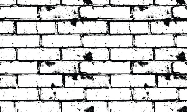 Monochrome Brick Wall Texture Seamless Pattern Background