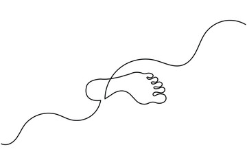 Obraz premium Footprint continuous one line art drawing minimalist human sole design isolated