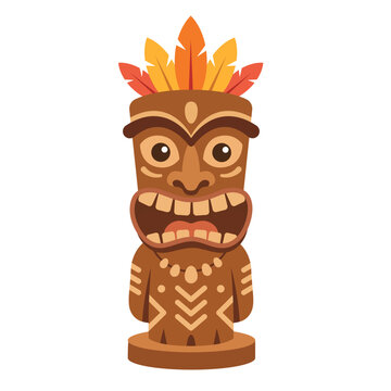 Tiki Idol Clipart Vector Flat Illustration Logo Icon