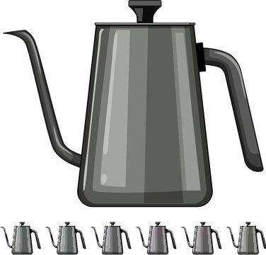 cup steel drip kettle cartoon. metal stainless, tea pot, boiler silver cup steel drip kettle sign colorful illustration