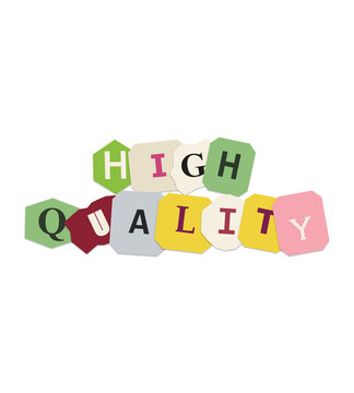 High quality word sign made of colorful paper scraps