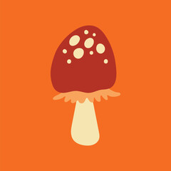 Fototapeta premium Mushroom clipart, aesthetic nature cartoon illustration vector