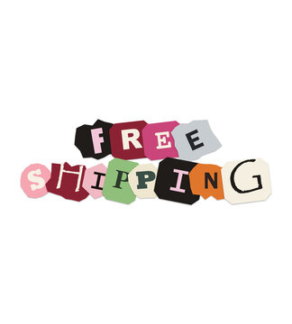 Free shipping text made from colorful paper ransom letters