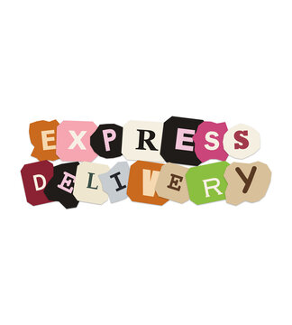 Express delivery sign with colorful paper scrap letters