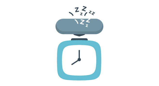 Alarm clock ringing with sleep zzz symbols, concept of waking up late or oversleeping