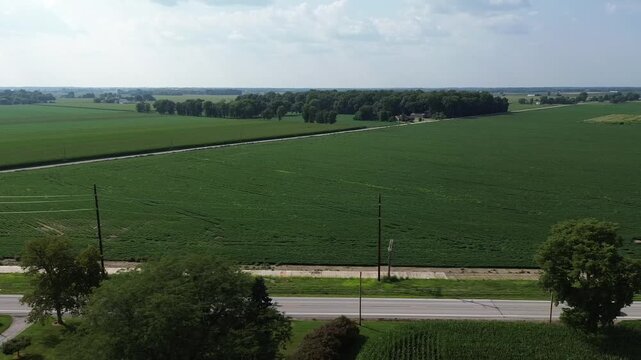 Aerial Drone View of Rural Farmland in Northwest Ohio