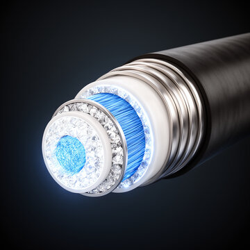 Subsea Cable Cross Section with Cybernetic - 3D Render