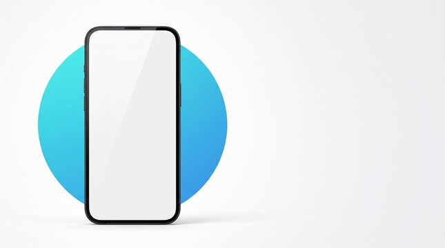 Minimalist Mobile App Promotional Template Featuring a Smartphone Mockup with Blank Screen, QR Code, and Download Buttons on a Clean White Background