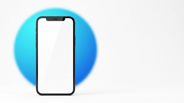 Minimalist Mobile App Promotional Template Featuring a Smartphone Mockup with Blank Screen, QR Code, and Download Buttons on a Clean White Background