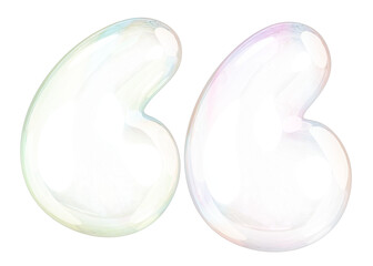 Fototapeta premium Quotation mark png sticker, 3D transparent holographic bubble