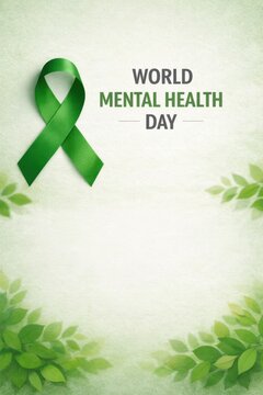 world mental health day awareness green ribbon