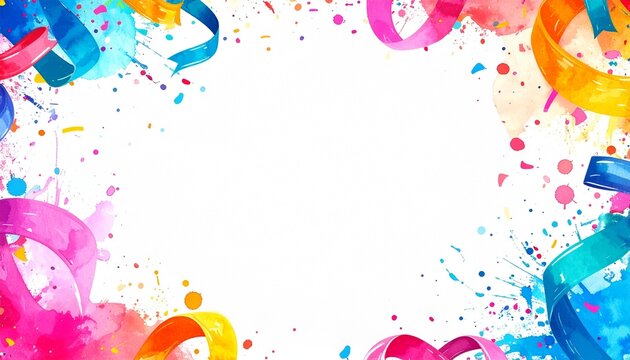 Bunter Aquarell Konfetti Hintergrund mit Luftschlangen f&uuml;r Einschulung, Schuleinf&uuml;hrung, Schulanfang, Kindergeburtstag, Banner und Gl&uuml;ckwunschkarte
