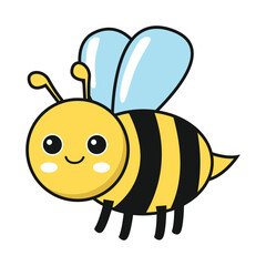 Cute cartoon honey bee character with a friendly smile isolated on white background.