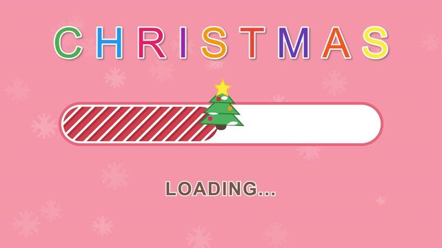Christmas Loading Progress Bar Pink Pastel Background Festive Holiday Animation