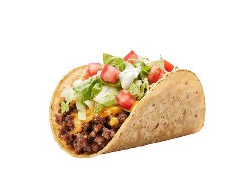 A delicious crispy hard shell taco filled with seasoned ground beef meat