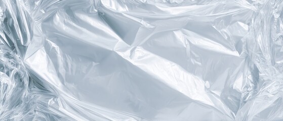 Obraz premium Ultra-minimalist background: crumpled clear plastic sheet, shiny surface, reflective