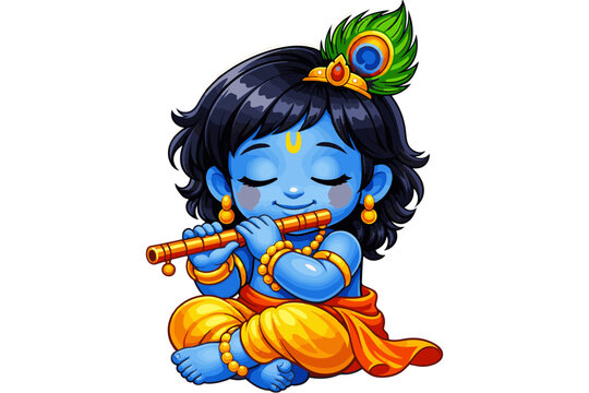 Krishna Janmashtami Vector Illustration Isolated on White