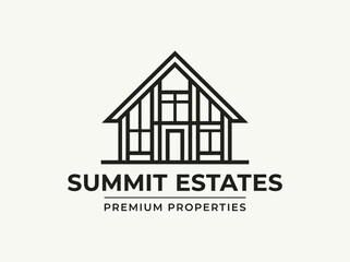 Fototapeta premium Elegant minimalist line art house logo design for premium real estate and property development brand