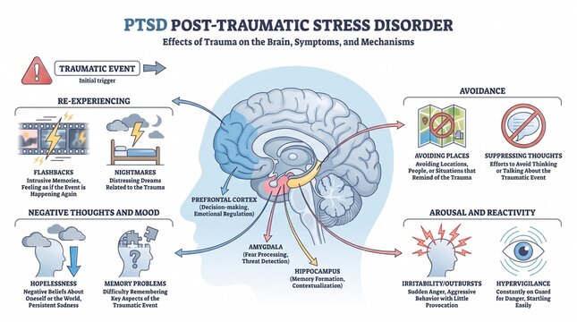 Post traumatic stress disorder effects on the brain infographic