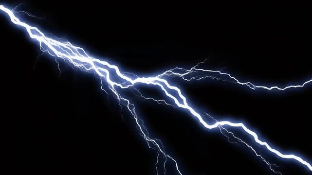 Bright Lightning Bolt Flashing on Black Background