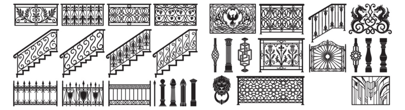 Wrought Iron Railings and Ornamental Fence Panels Collection Vintage Decorative Balusters and Gate Designs