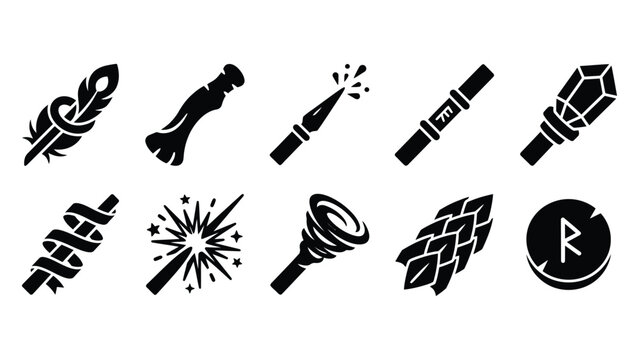 Fantasy magic items and wizard accessories collection.