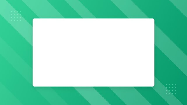 White rectangle frame on green geometric backdrop
