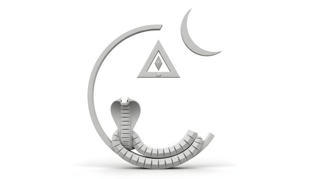 Abstract 3D Render of Snake and Triangle Symbol.