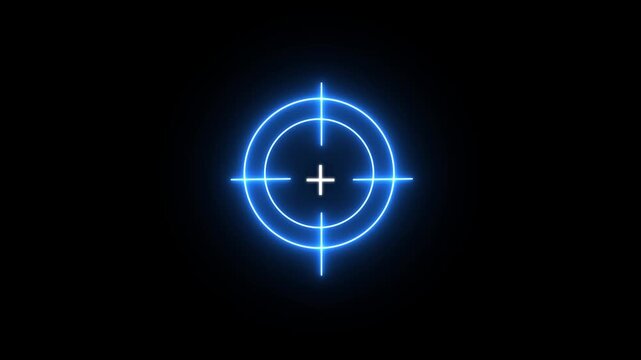Neon gun point, Sniper Scope target with measurement scale.. Animated of military training icon animation with alpha channel.