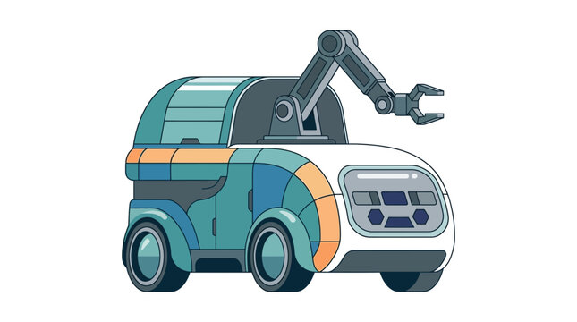 Futuristic Robotic Vehicle with Articulated Arm