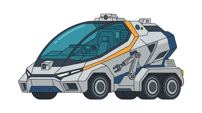 Futuristic Off-Road Vehicle with Robotic Arm