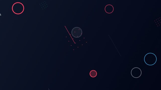 Abstract geometric shapes moving on dark blue