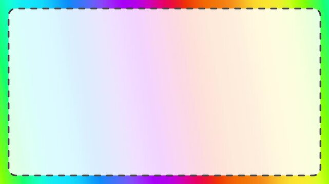 虹色の背景に破線で区切られた余白がある背景素材／A rainbow background featuring a blank space outlined with dashed lines