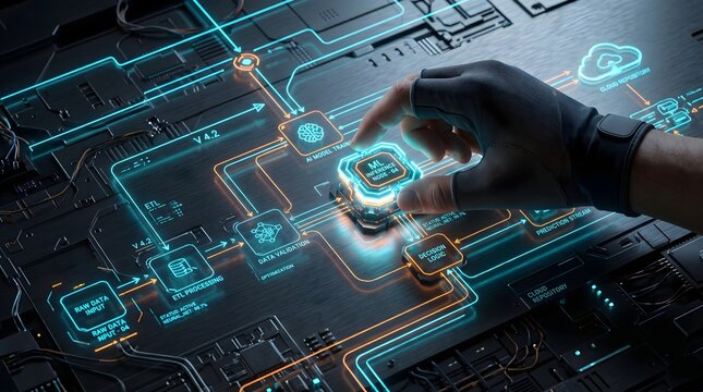 Engineer interacting with ml inference node in data flow diagram.