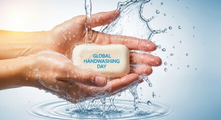 Fototapeta premium Hands washing with soap on Global Handwashing Day