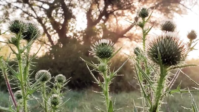 A cinematic HD timelapse capturing the ethereal beauty of New England morning. Golden sunbeams pierce through a dense line of Trees as low-lying fog and mist drift across the landscape.