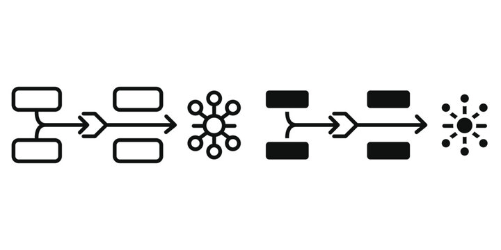AI Workflow Automation Icon Set - Digital Process, Data Pipeline & System Optimization Vector Line Art with Editable Stroke